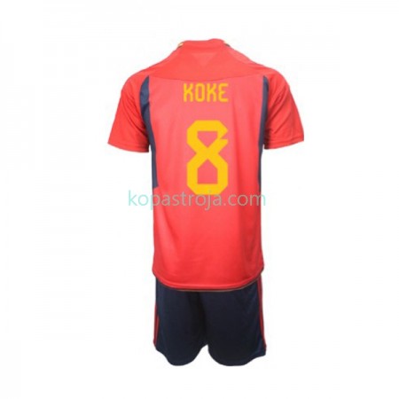 Billiga Fotbollströjor Spanien Koke 8 Barn Hemma tröja WM 2022 Kortärmad